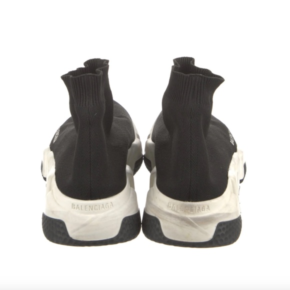 Balenciaga Men New Speed Trainer Mid Black White Sneakers  Balenciaga Speed Trainer Mid \'Black White\' Sock Sneakers